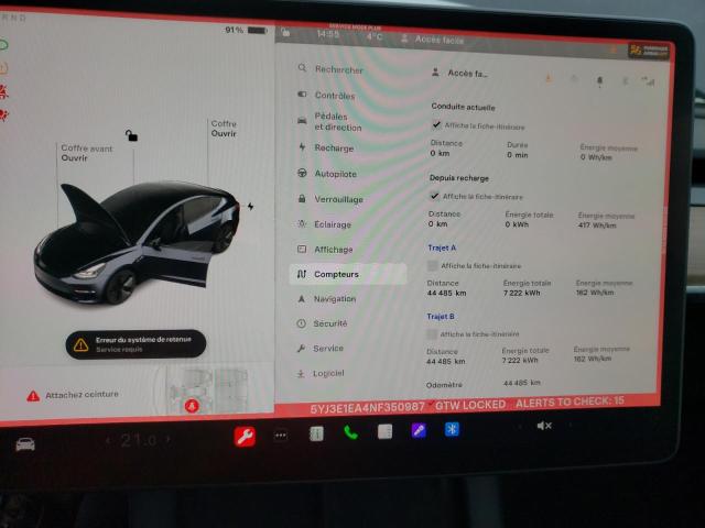 5YJ3E1EA4NF350987 | 2022 TESLA MODEL 3