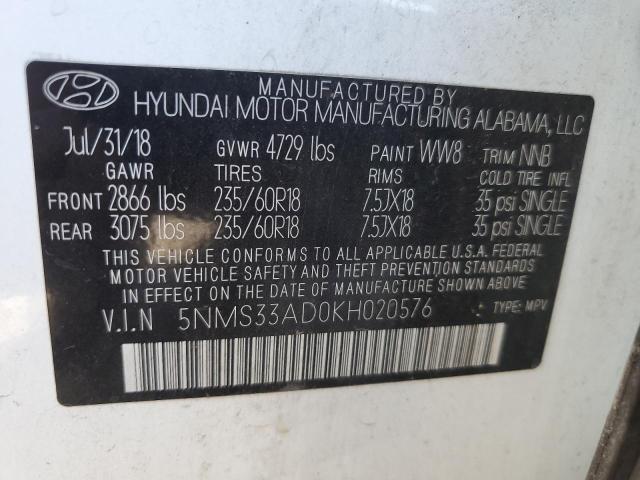 5NMS33AD0KH020576 | 2019 HYUNDAI SANTA FE S