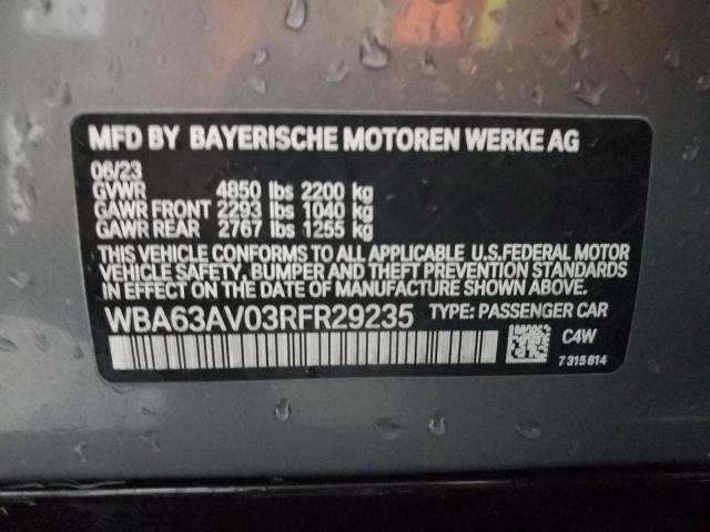 VIN WBA63AV03RFR29235 2024 BMW 4 SERIES no.12