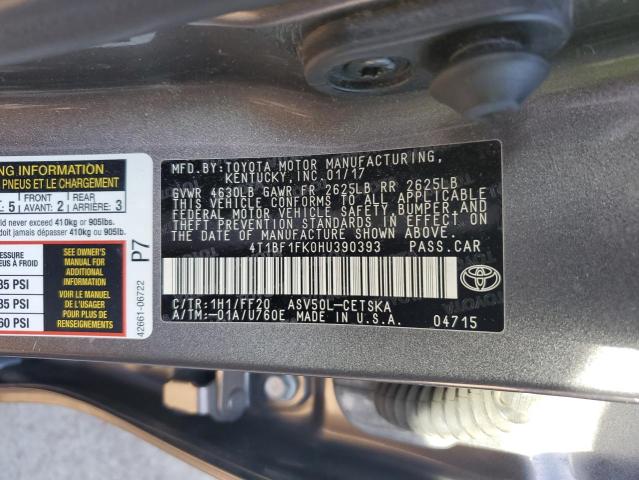 VIN 4T1BF1FK0HU390393 2017 TOYOTA CAMRY no.12