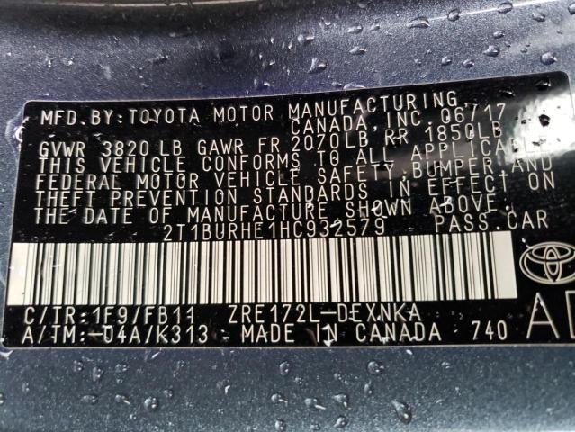 2T1BURHE1HC932579 Toyota COROLLA L