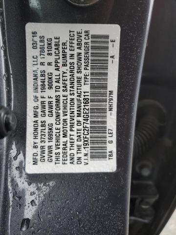 19XFC2F74GE216811 | 2016 HONDA CIVIC EX