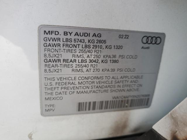 2022 AUDI SQ5 PRESTI WA1C4AFY5N2076968