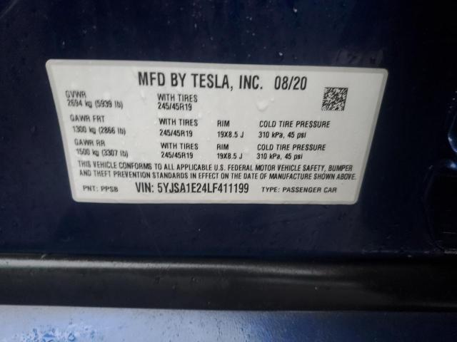 5YJSA1E24LF411199 | 2020 TESLA MODEL S