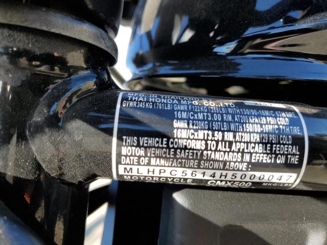 2017 HONDA CMX500 MLHPC5614H5000047