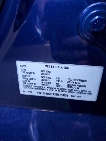 2021 TESLA MODEL Y - 5YJYGDEEXMF218254