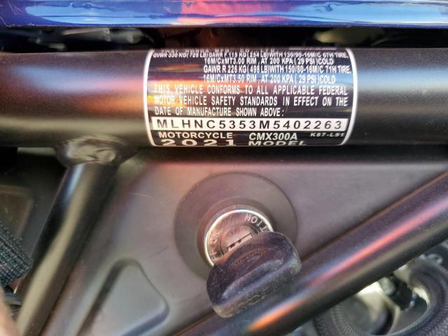 2021 HONDA CMX300 A MLHNC5353M5402263