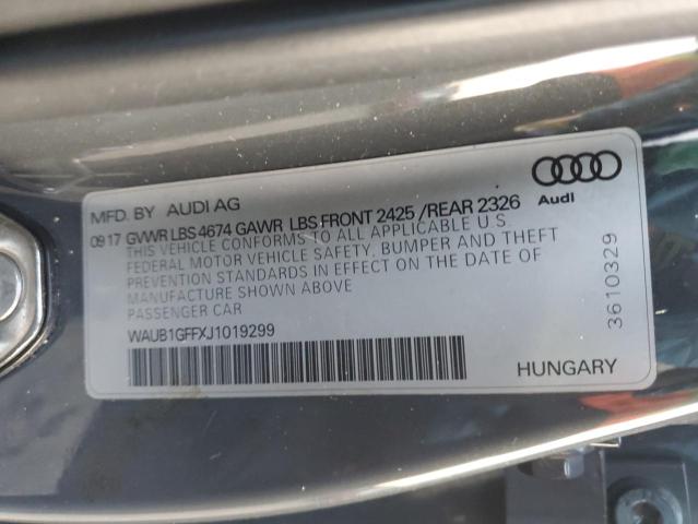 2018 AUDI S3 PREMIUM WAUB1GFFXJ1019299