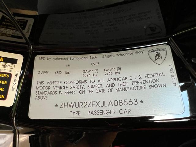 2018 LAMBORGHINI HURACAN - ZHWUR2ZFXJLA08563