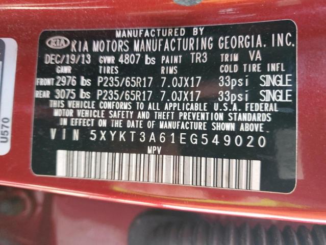 5XYKT3A61EG549020 KIA SORENTO LX
