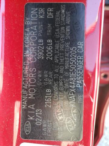 KNAFX4A81E5050205 KIA FORTE EX