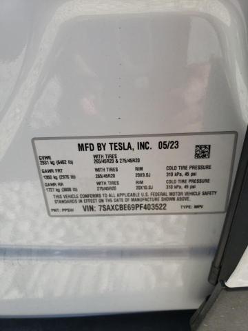 7SAXCBE69PF403522 | 2023 TESLA MODEL X