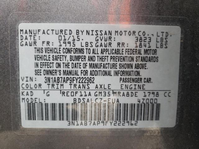 3N1AB7AP9FY222962 | 2015 NISSAN SENTRA S