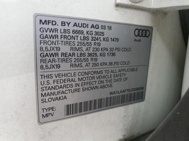 2018 Audi Q7 Premium Plus VIN: WA1LAAF70JD038336 Lot: 75772963