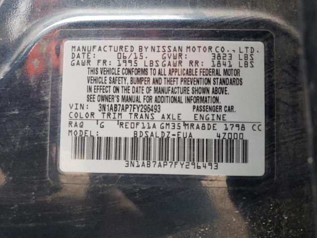 3N1AB7AP7FY296493 | 2015 NISSAN SENTRA S