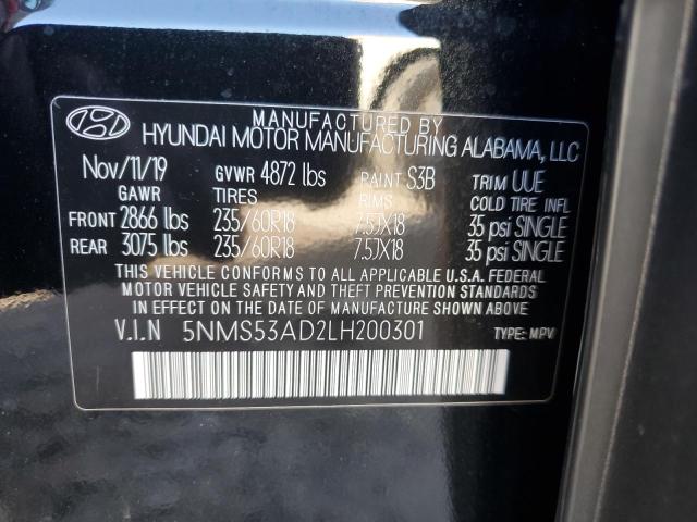 5NMS53AD2LH200301 | 2020 Hyundai santa fe limited