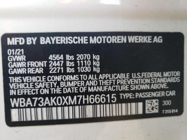 VIN WBA73AK0XM7H66615 2021 BMW 2 Series, 228XI no.12