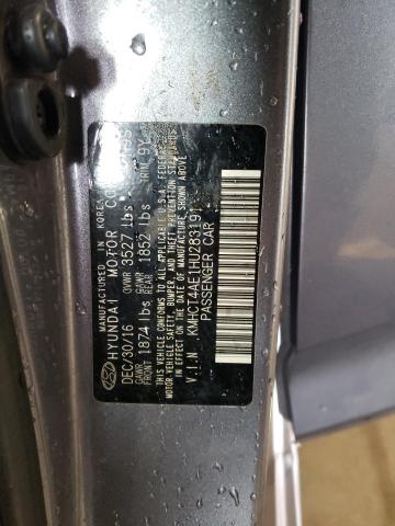 2017 Hyundai Accent Se VIN: KMHCT4AE1HU283191 Lot: 76775903