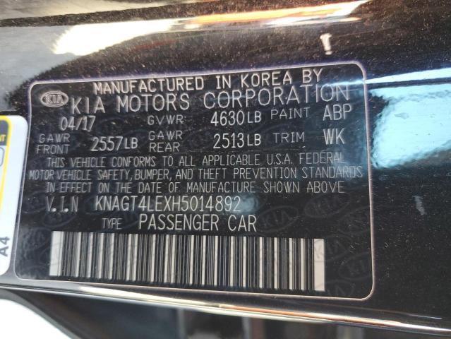 KNAGT4LEXH5014892 KIA OPTIMA HYBRID