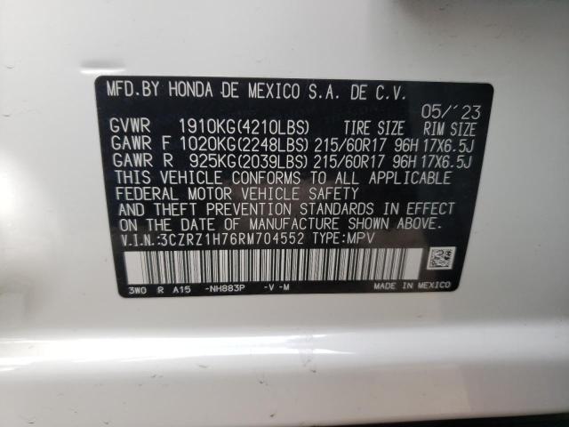 3CZRZ1H76RM704552 Honda Hr-v Exl