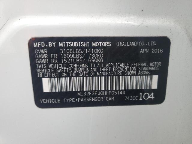 2017 Mitsubishi Mirage G4 Es VIN: ML32F3FJ0HHF05144 Lot: 74496733