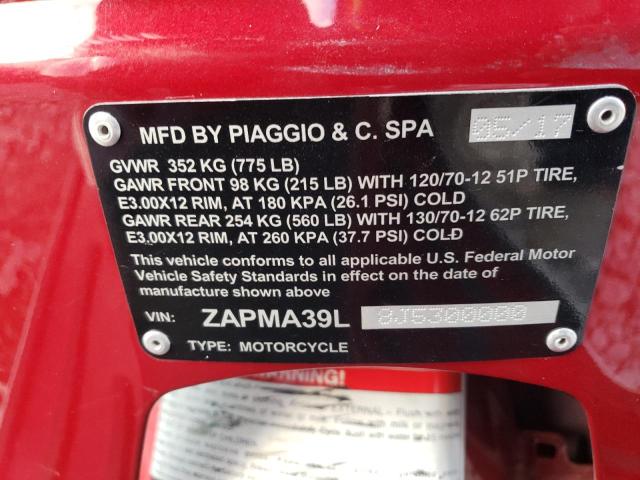 2018 VESPA GTS ZAPMA39L8J5300000