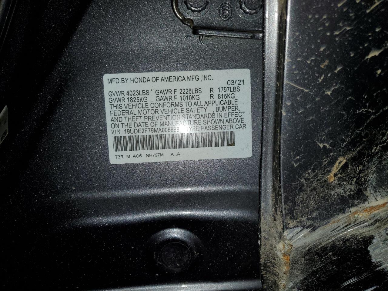 19UDE2F79MA006898 2021 Acura Ilx Premium