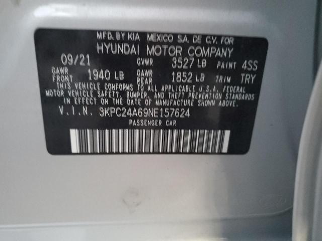 3KPC24A69NE157624 | 2022 HYUNDAI ACCENT SE