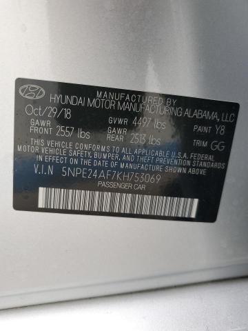 5NPE24AF7KH753069 | 2019 HYUNDAI SONATA SE