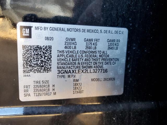 3GNAXLEX2LL327716 | 2020 Chevrolet equinox lt