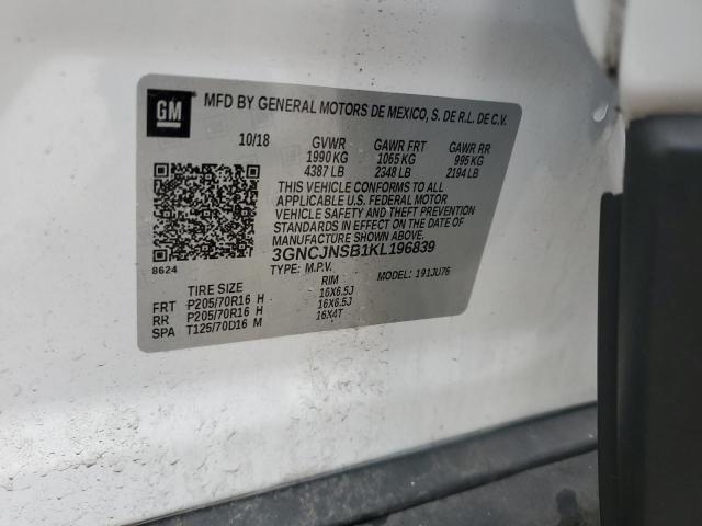 3GNCJNSB1KL196839 | 2019 CHEVROLET TRAX LS