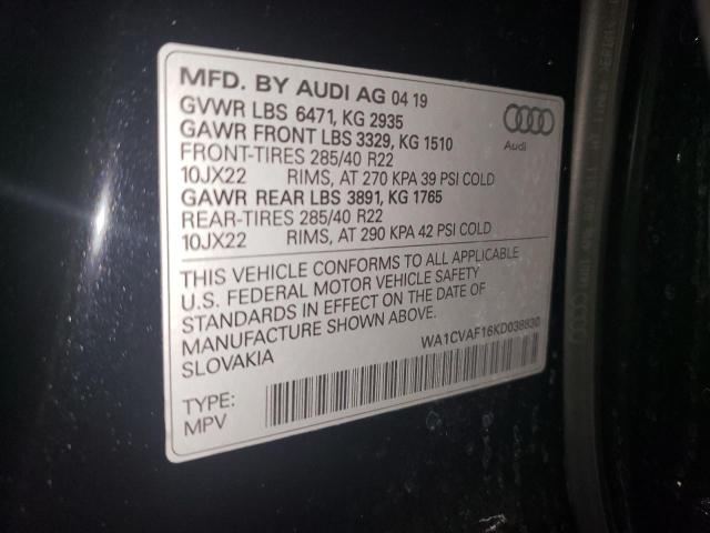 WA1CVAF16KD038830 | 2019 AUDI Q8 PRESTIG