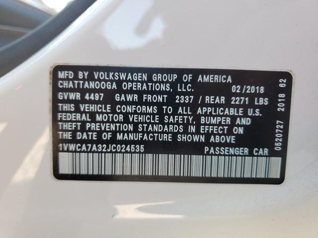2018 VOLKSWAGEN PASSAT SEL - 1VWCA7A32JC024535