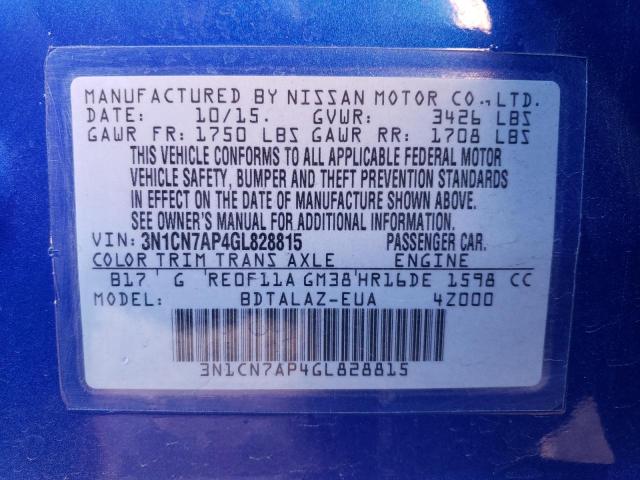 3N1CN7AP4GL828815 | 2016 NISSAN VERSA S