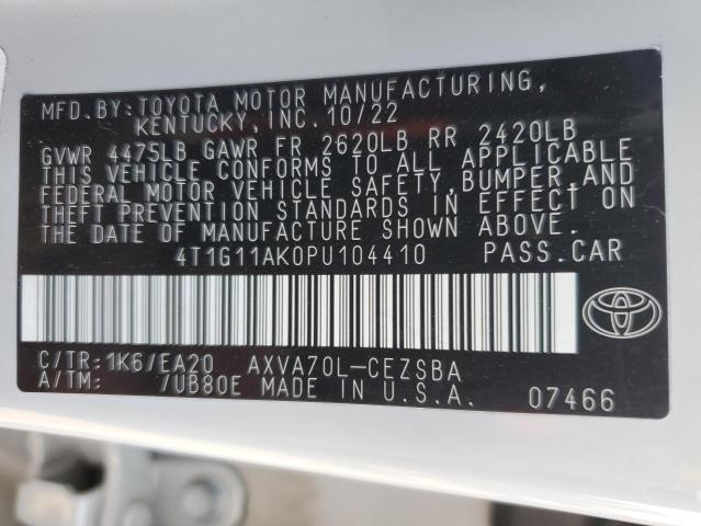 4T1G11AK0PU104410 2023 Toyota Camry Se Night Shade