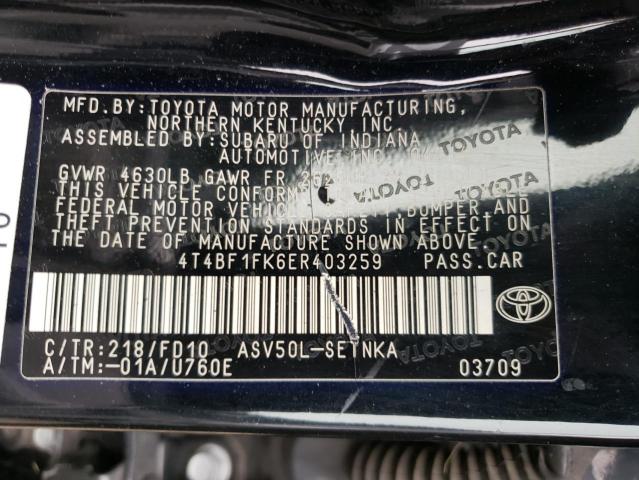 4T4BF1FK6ER403259 | 2014 TOYOTA CAMRY L