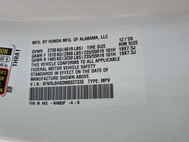 5FNRL6H83MB037336 Honda Odyssey TO 13