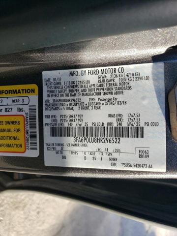 2017 FORD FUSION SE - 3FA6P0LU8HR296522