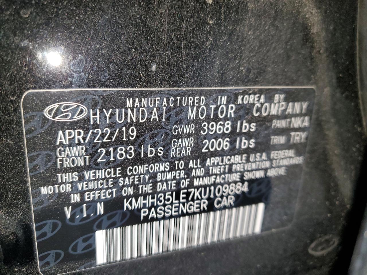 KMHH35LE7KU109884 2019 Hyundai Elantra Gt