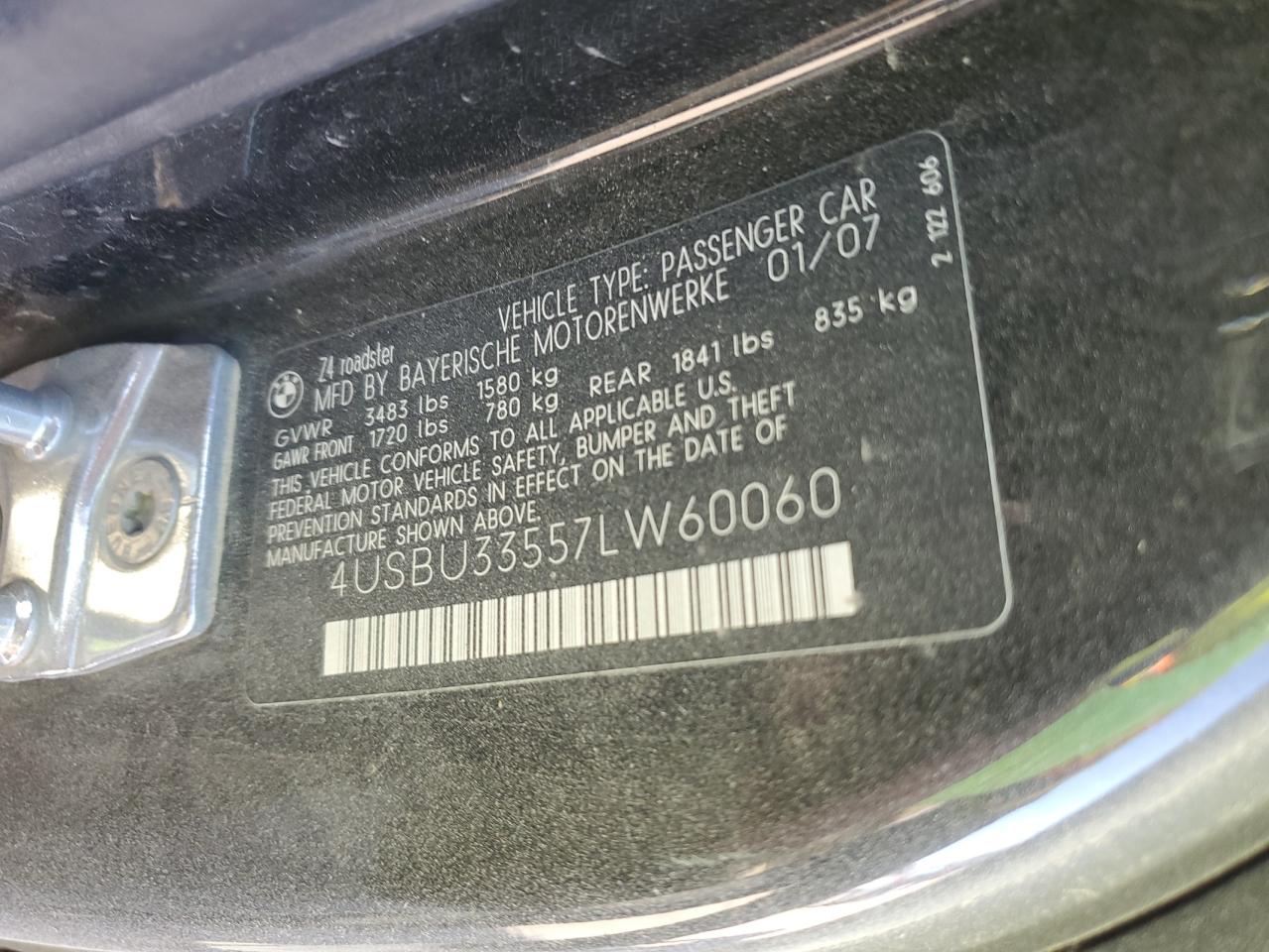 4USBU33557LW60060 2007 BMW Z4 3.0