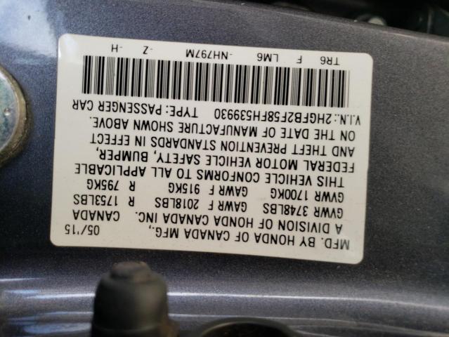 2015 Honda Civic Lx 1.8L(VIN: 2HGFB2F58FH539930