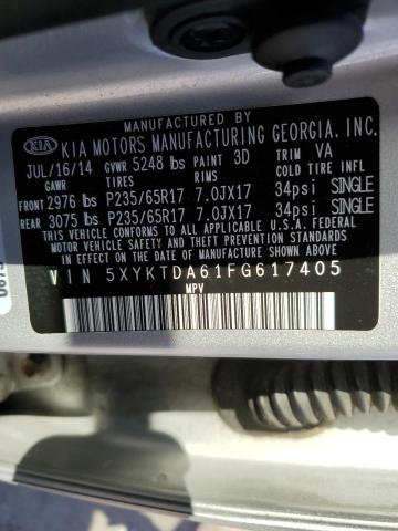 5XYKTDA61FG617405 2015 Kia Sorento Lx
