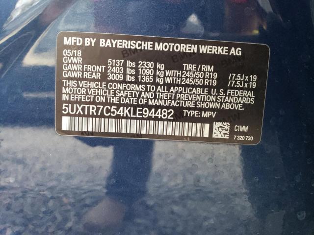 5UXTR7C54KLE94482 | 2019 BMW x3 sdrive30i