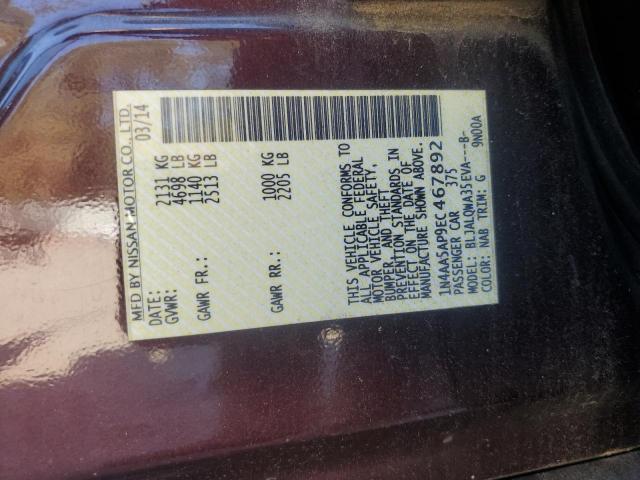 1N4AA5AP9EC467892 Nissan MAXIMA S