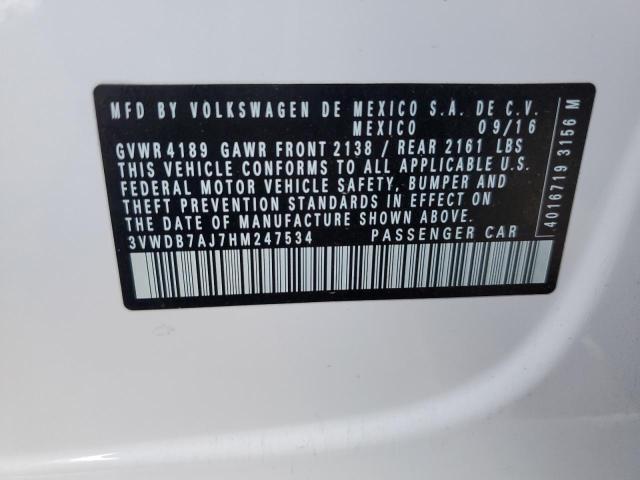 2017 VOLKSWAGEN JETTA - 3VWDB7AJ7HM247534
