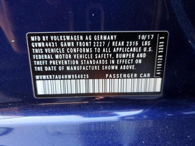 2017 VOLKSWAGEN E-GOLF SE - WVWKR7AU4HW954025