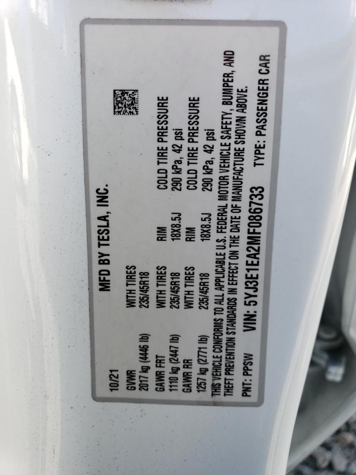 5YJ3E1EA2MF086733 2021 Tesla Model 3