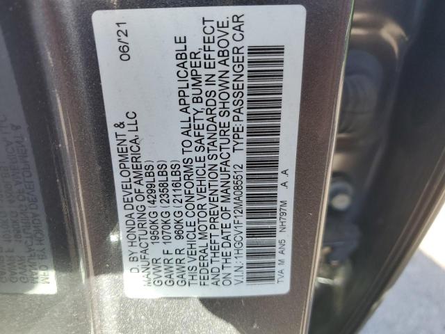 1HGCV1F12MA085512 | 2021 HONDA ACCORD LX