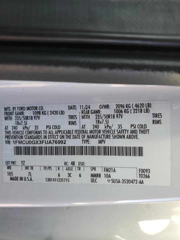 1FMCU0GX3FUA76992 2015 Ford Escape Se 1FMCU0GX3FUA76992 2015 Ford Escape Se