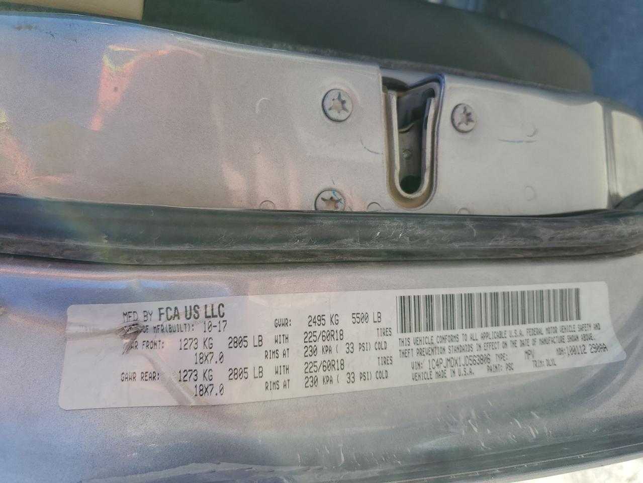 1C4PJMDX1JD563806 2018 Jeep Cherokee Limited